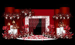 红色风格婚礼舞台设计效果图