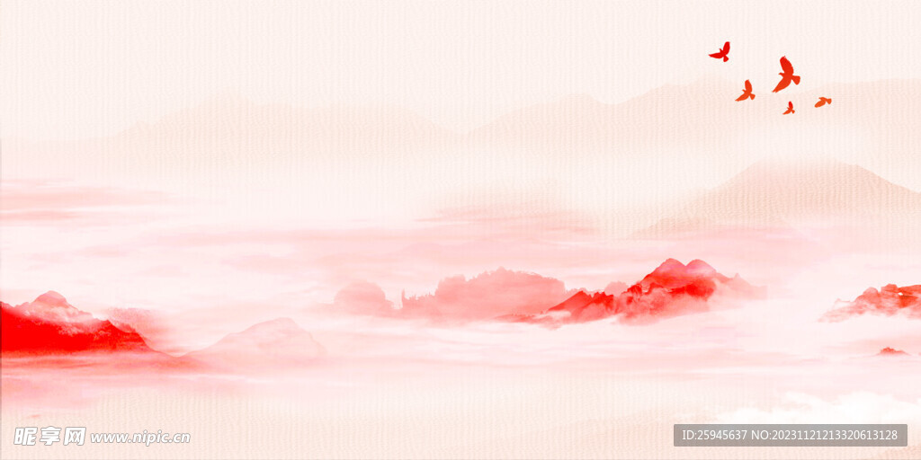 紅色山水背景
