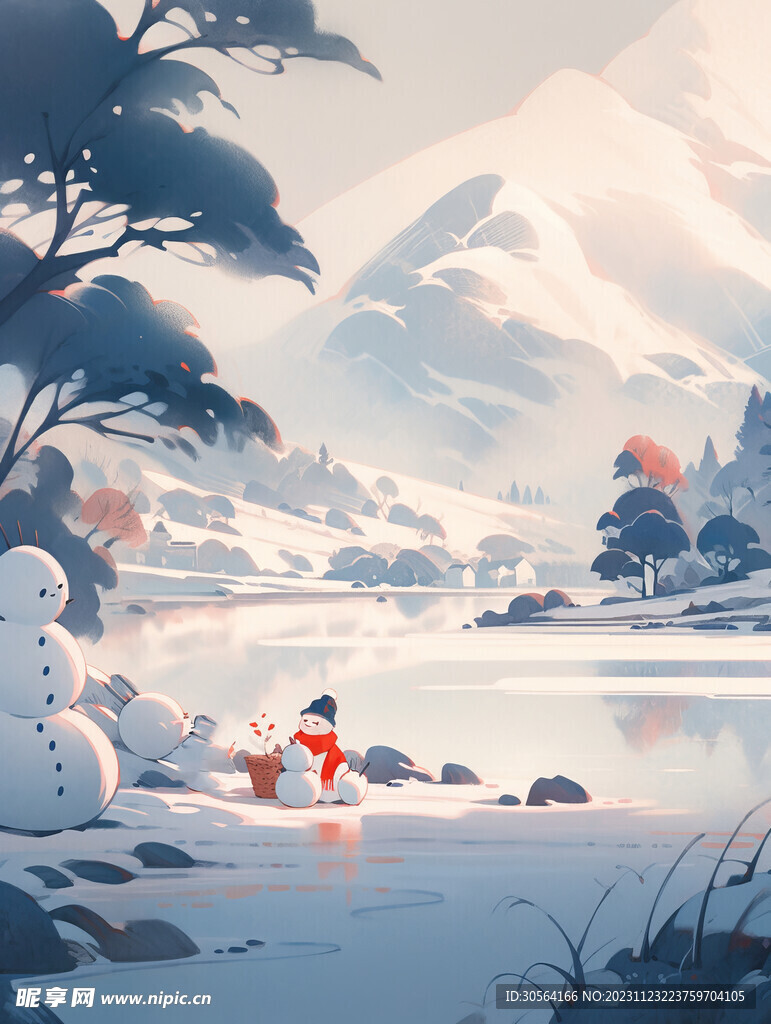 冬季雪景雪人