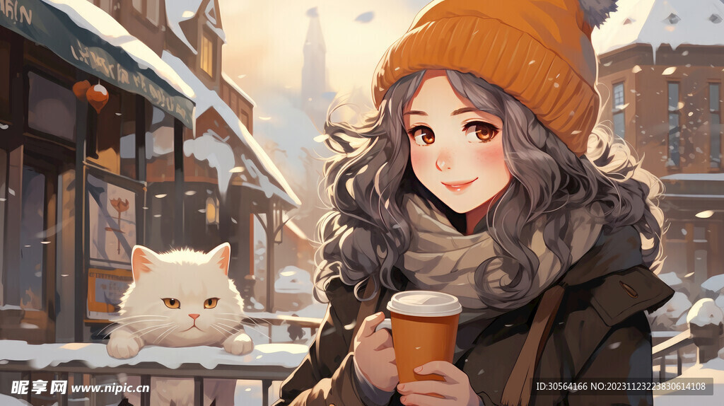 冬季可愛女性插畫