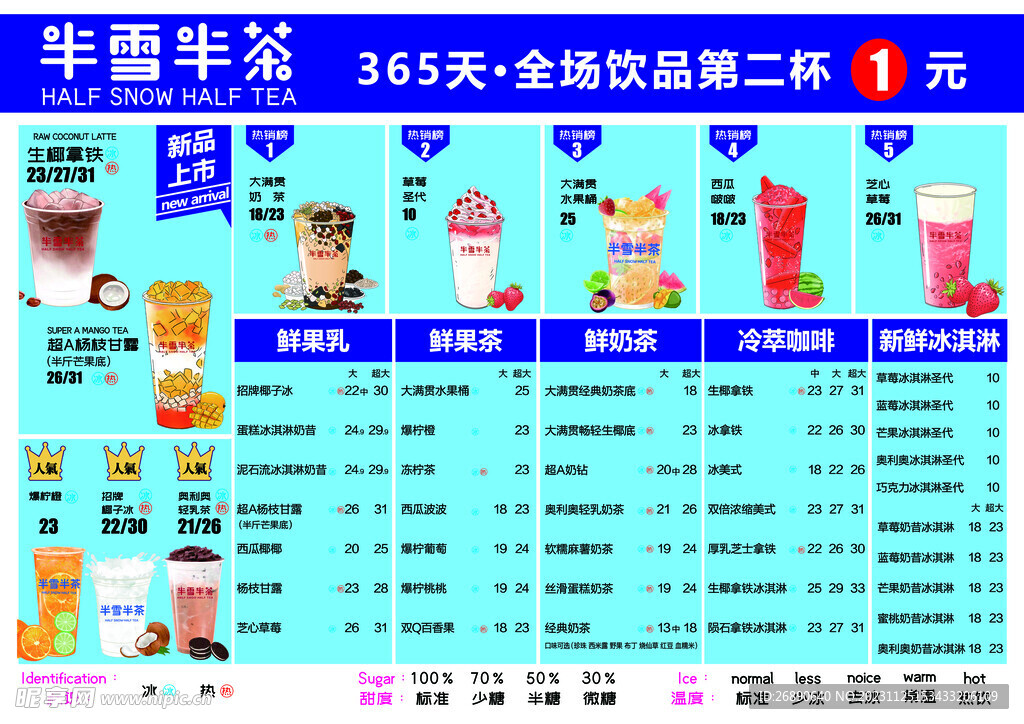 奶茶價格表