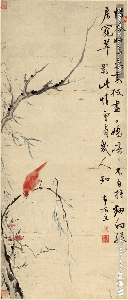 清 華喦 高枝好鳥圖
