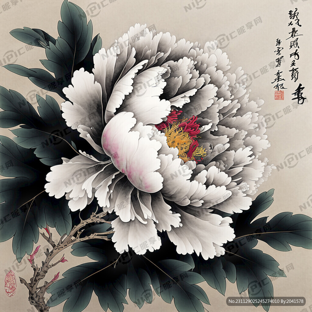 牡丹工筆畫