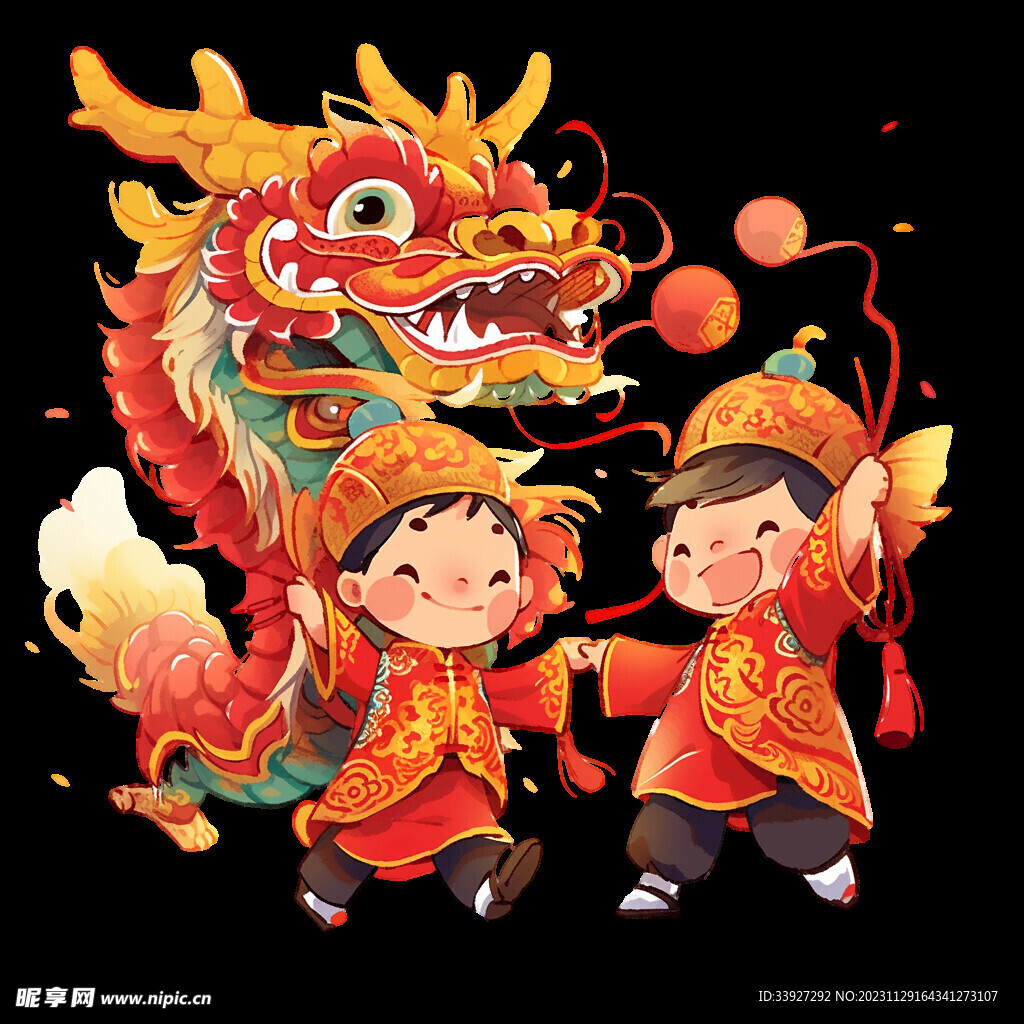 舞龍插畫