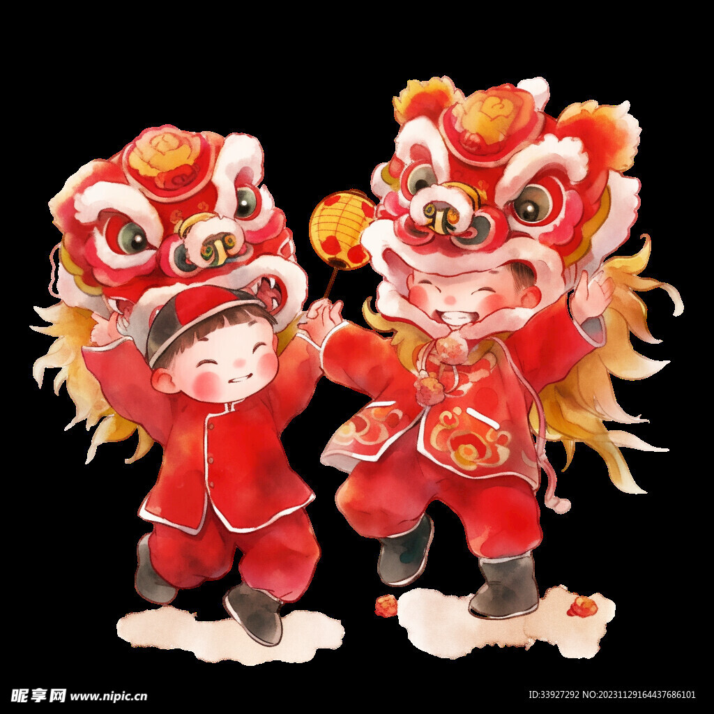 舞獅插畫