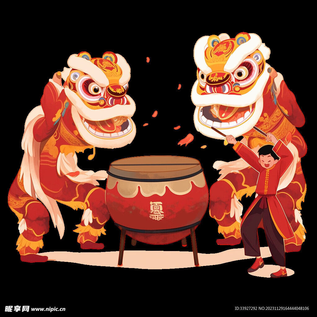 舞獅插畫