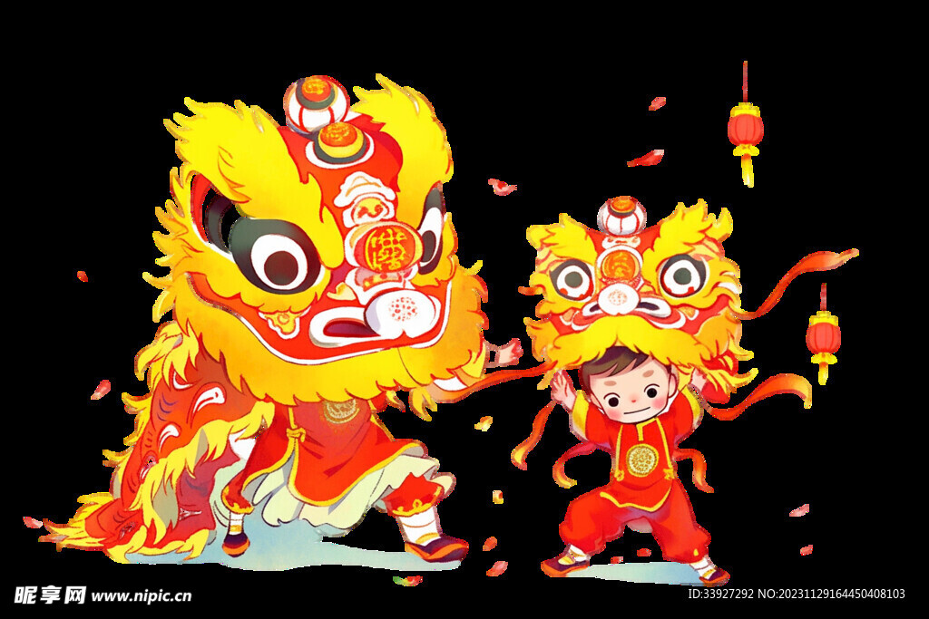 舞獅插畫
