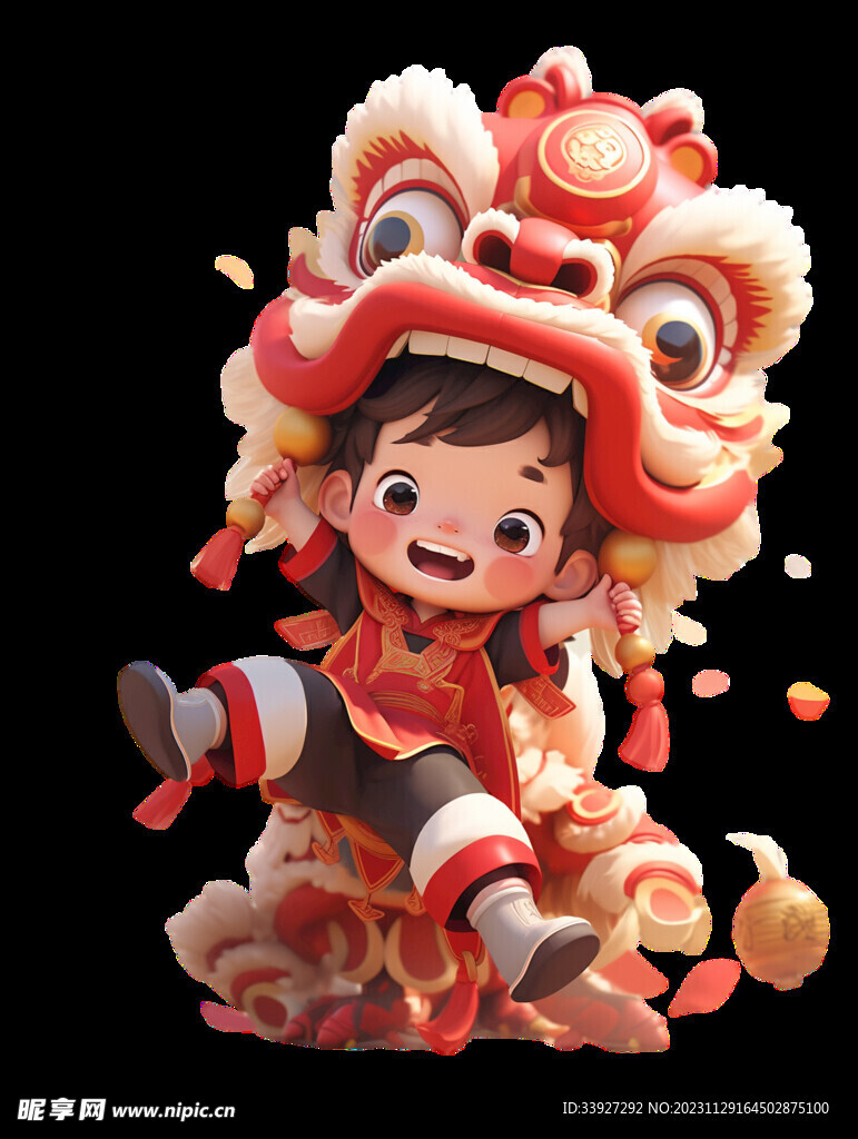 舞獅插畫