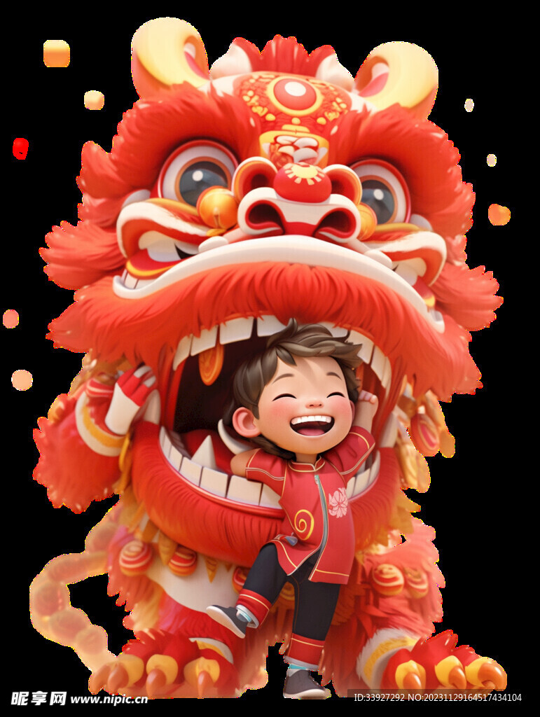 舞獅插畫