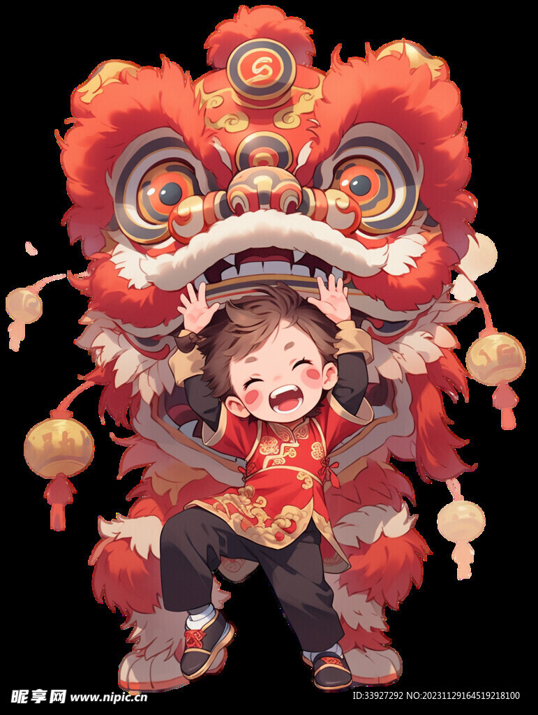 舞獅插畫