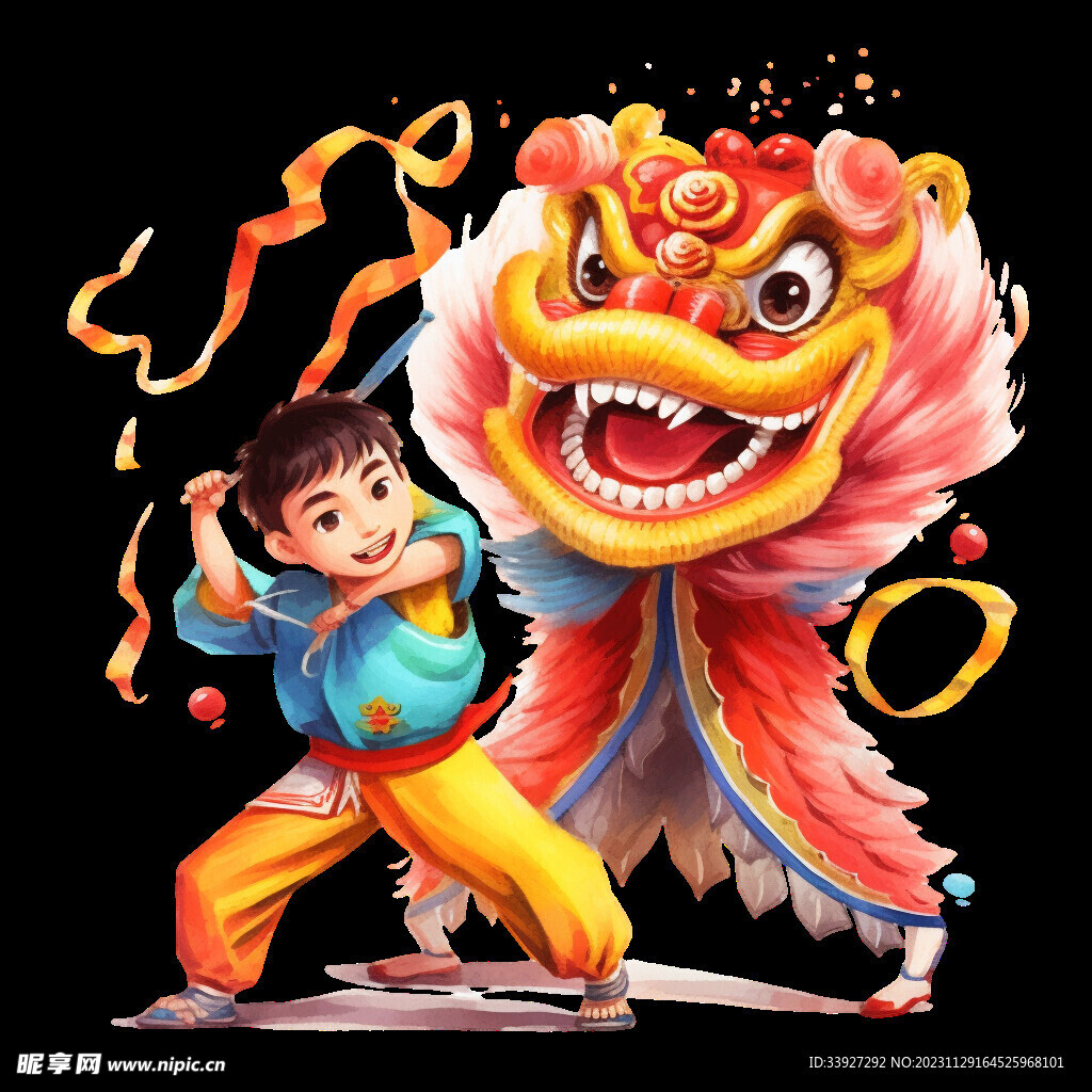 舞獅插畫