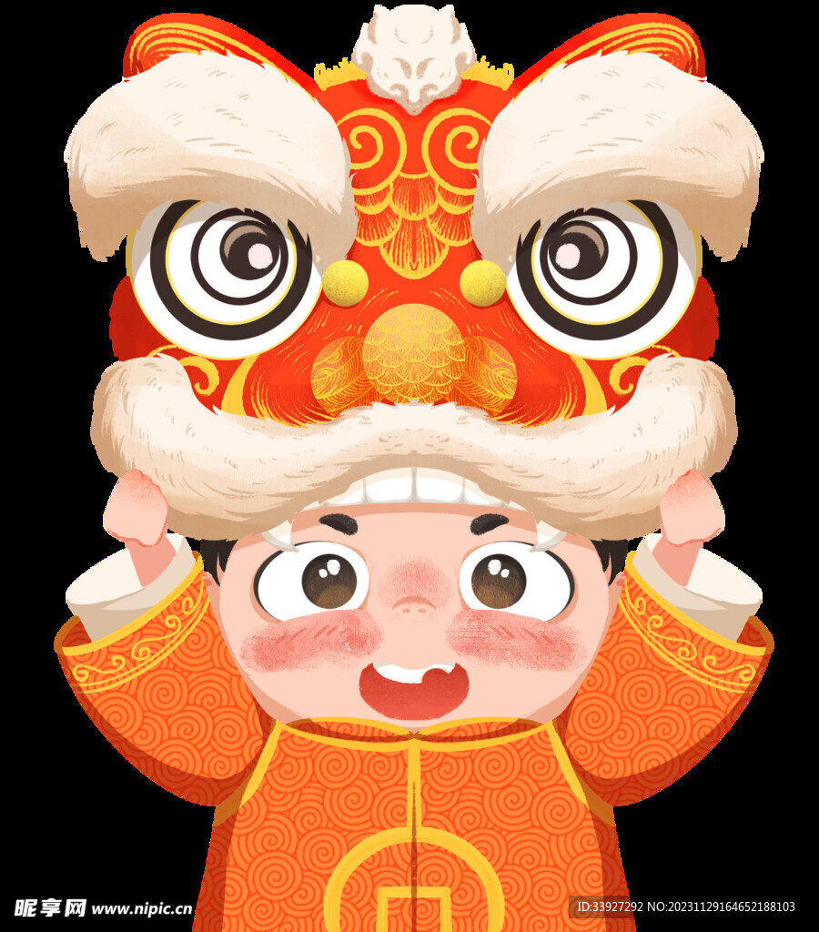 舞獅插畫