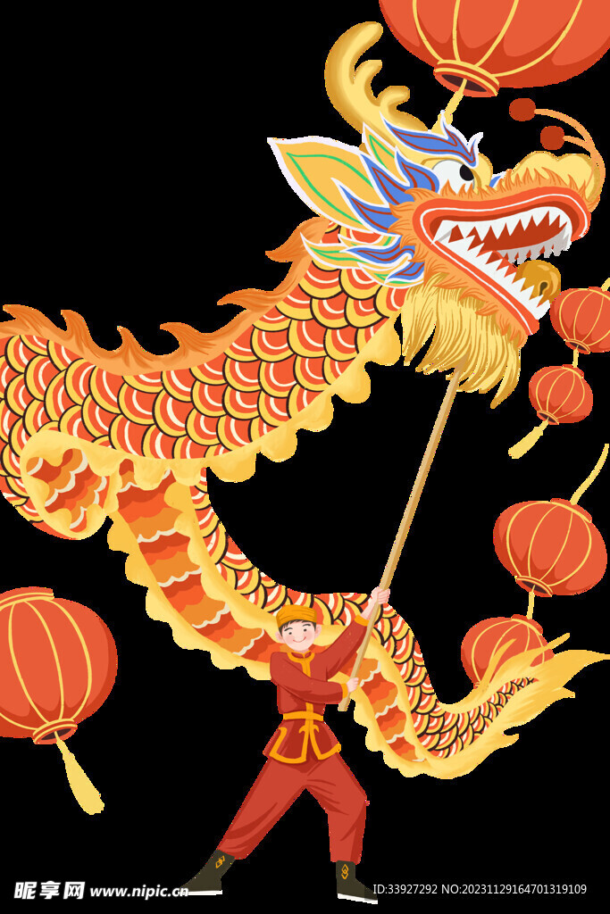 舞獅插畫