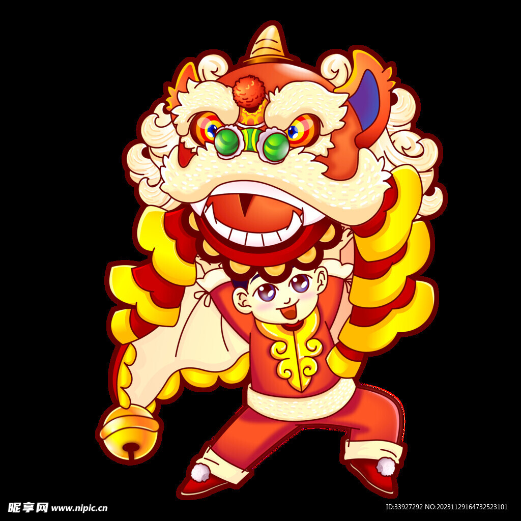 舞獅插畫