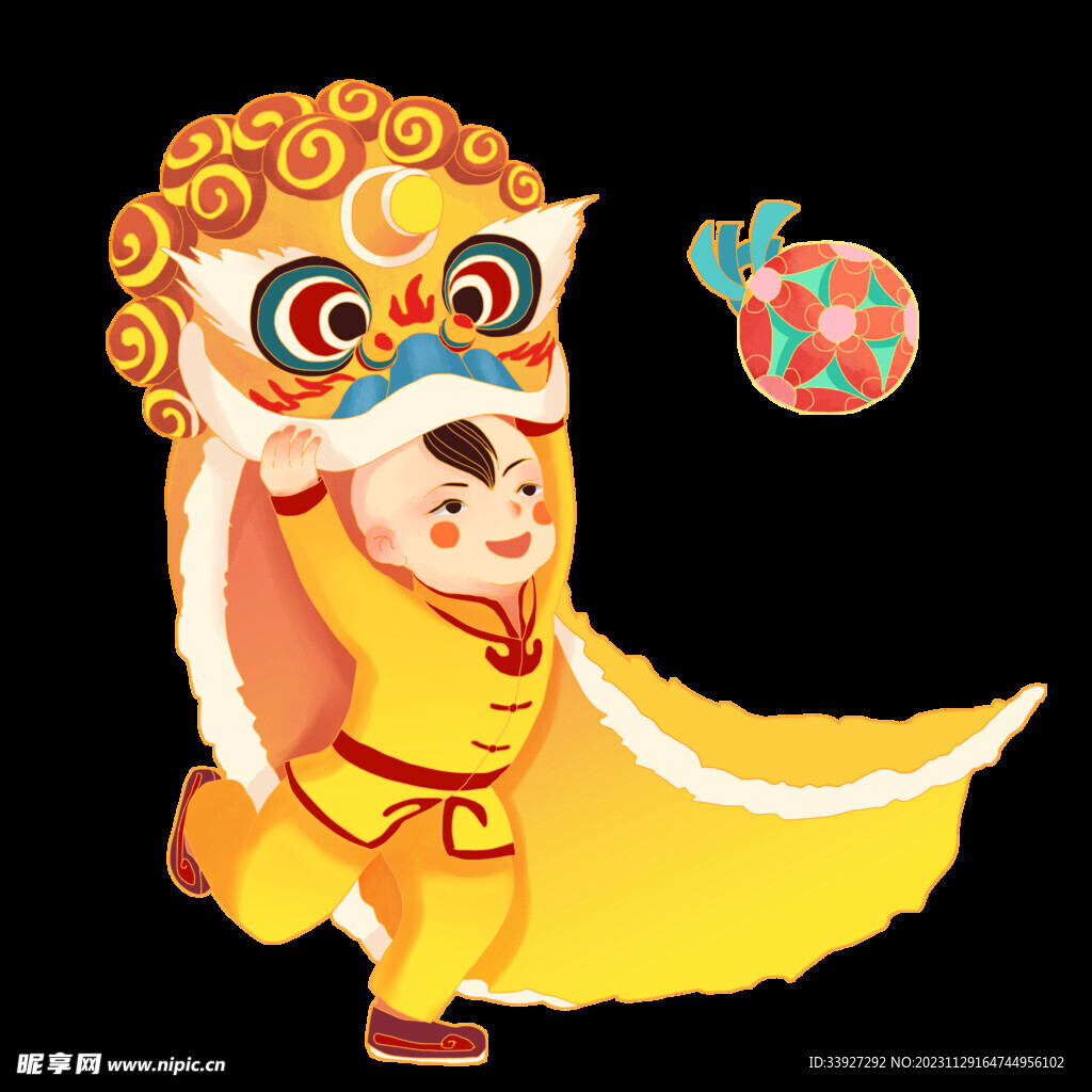 舞獅插畫
