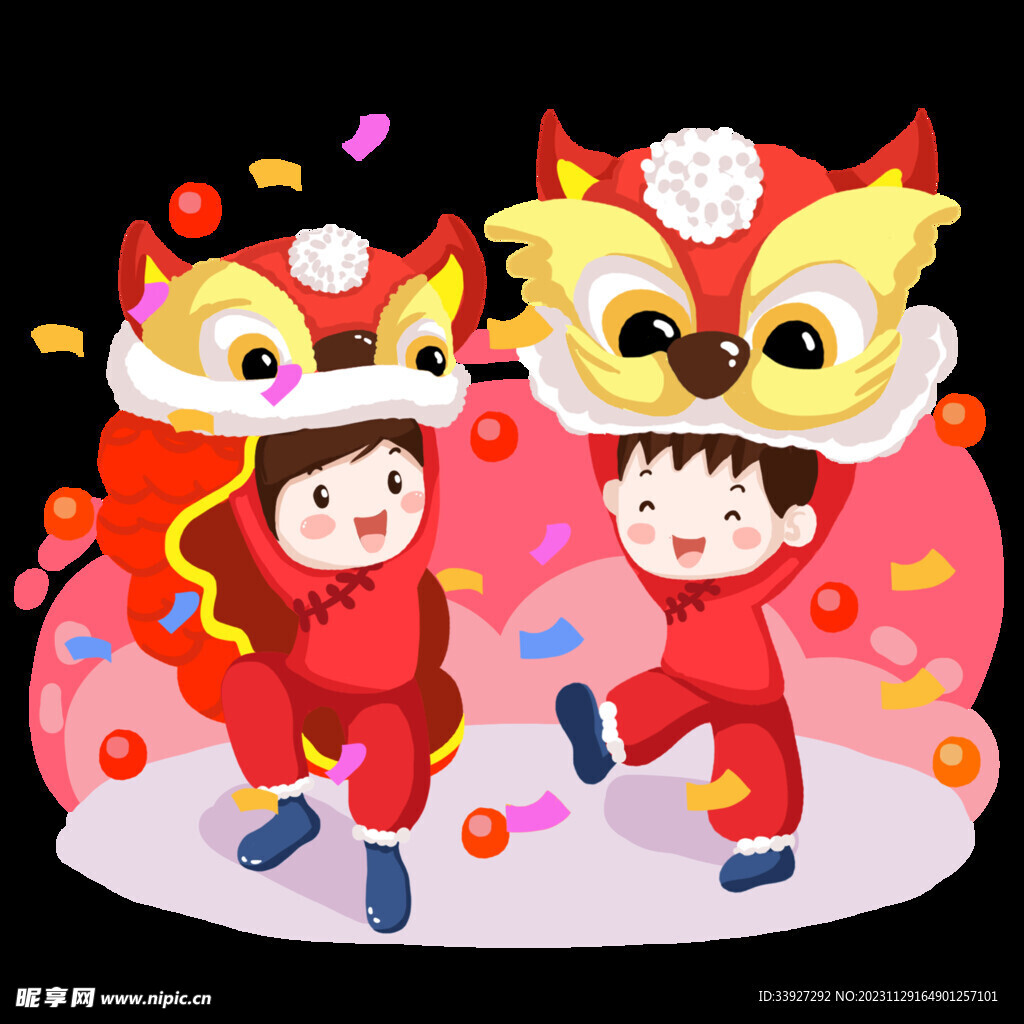 舞獅插畫