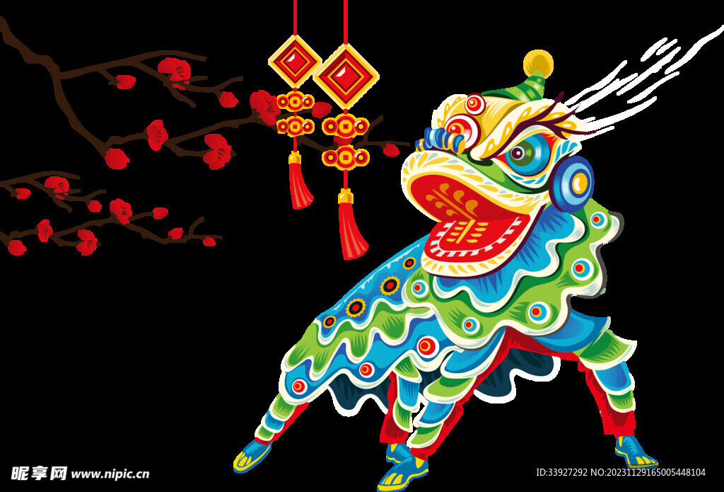 舞獅插畫