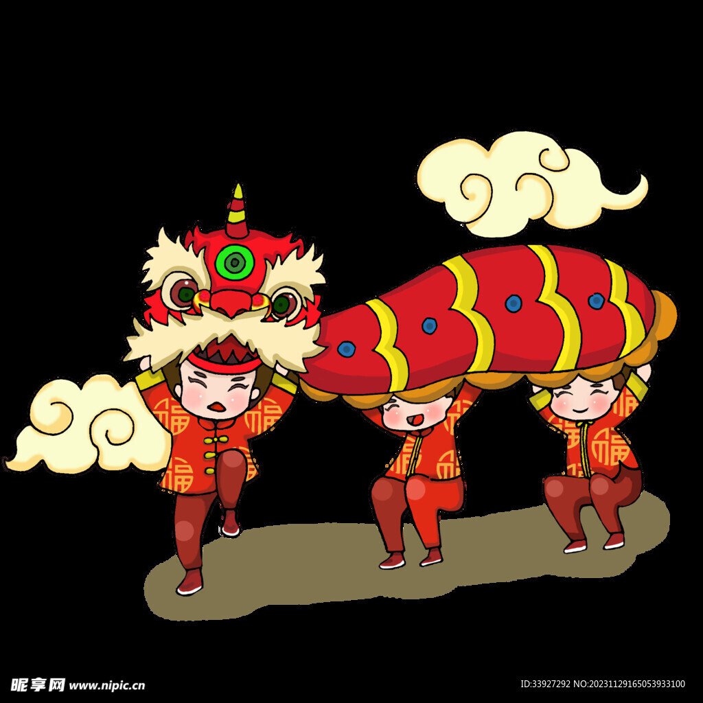 舞獅插畫