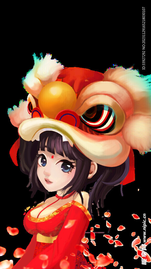 舞獅插畫