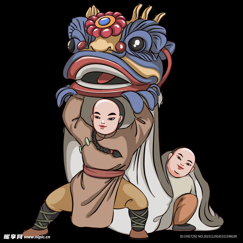 舞獅插畫