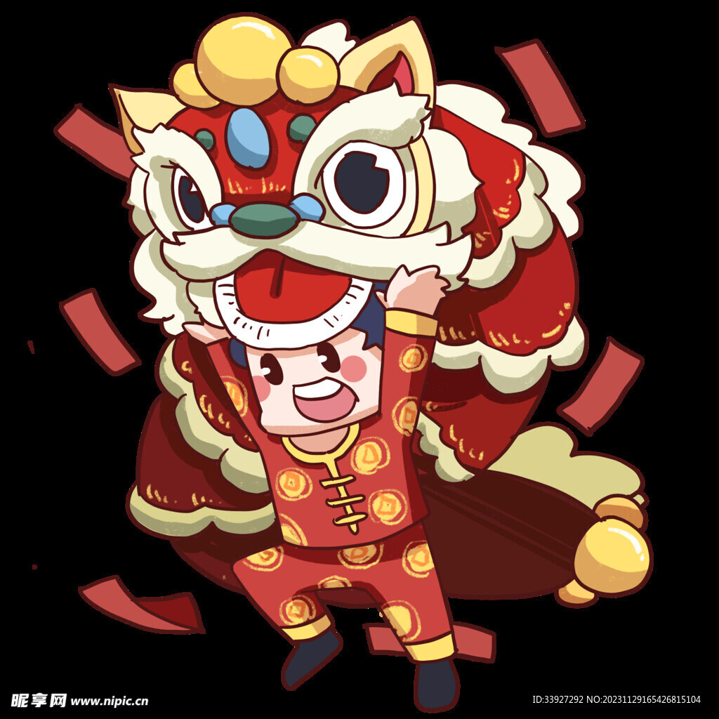 舞獅插畫