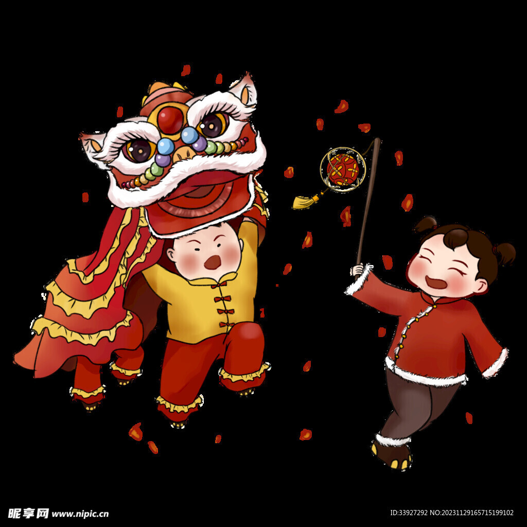 舞獅插畫