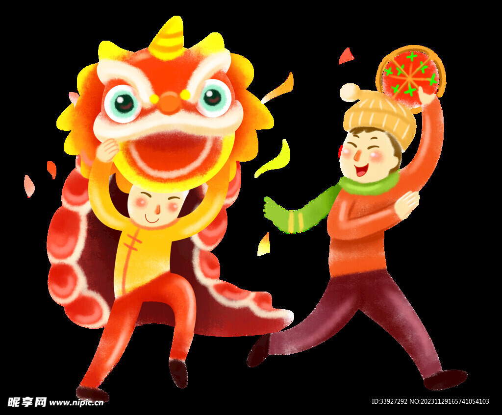 舞獅插畫