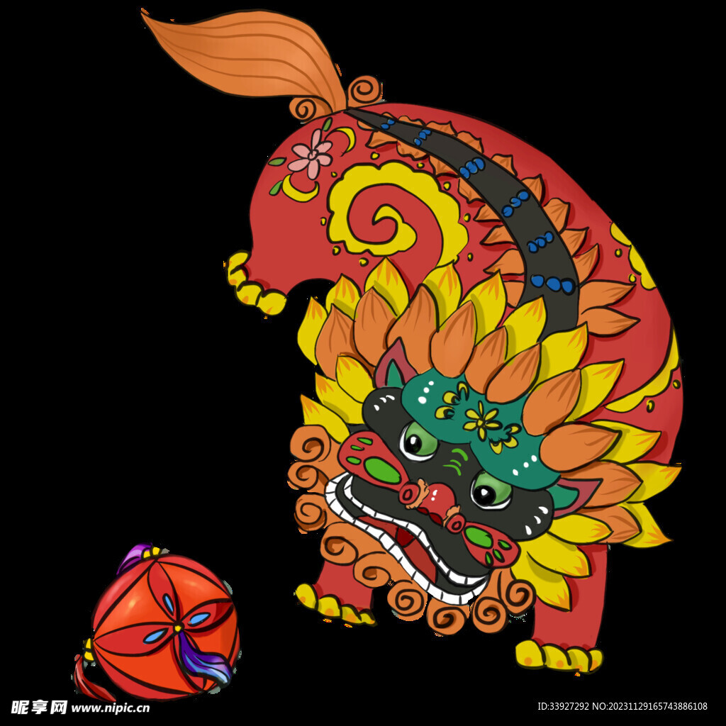 舞獅插畫
