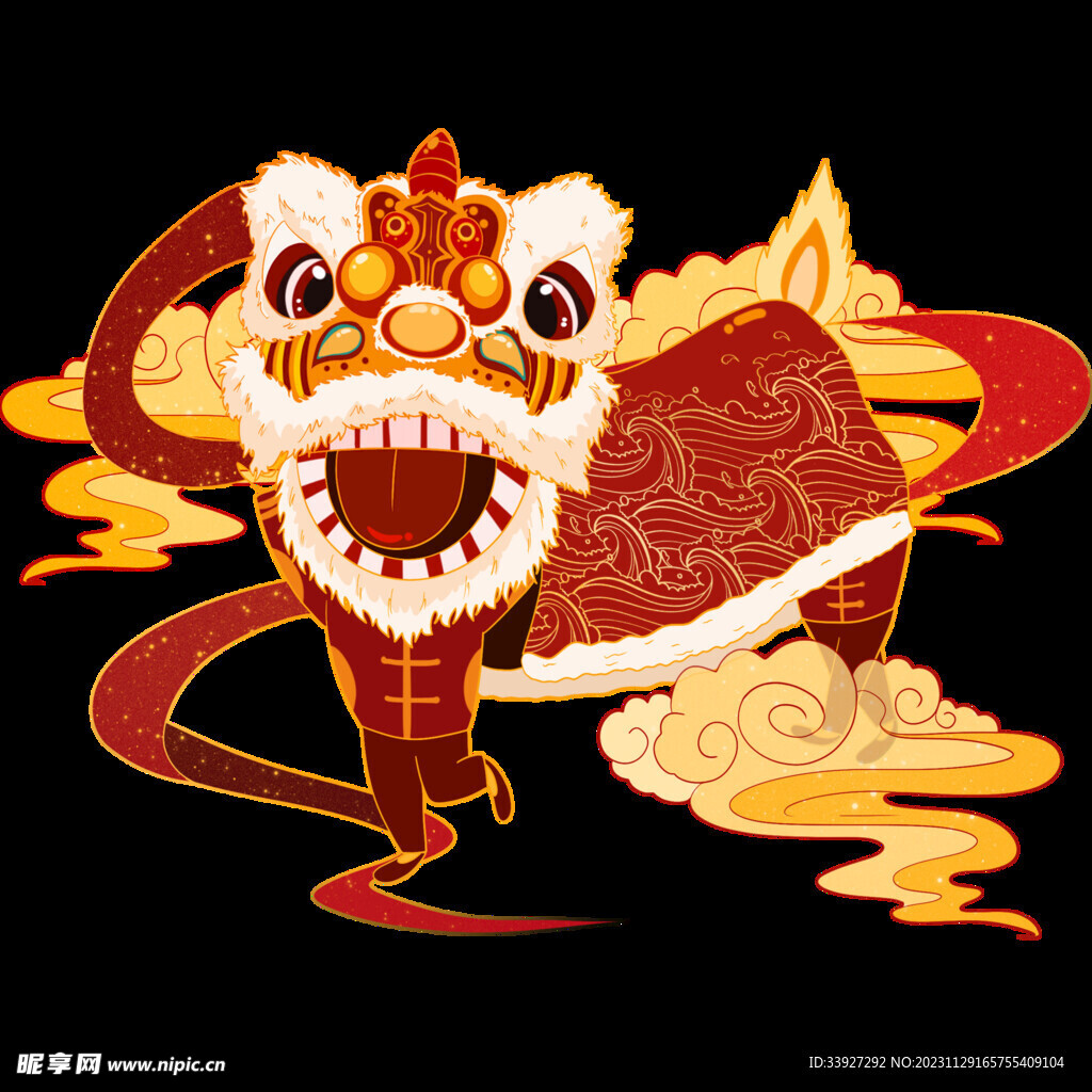 舞獅插畫