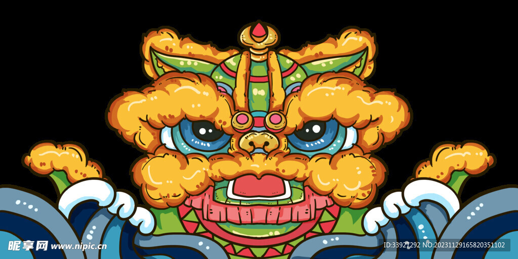 舞獅插畫