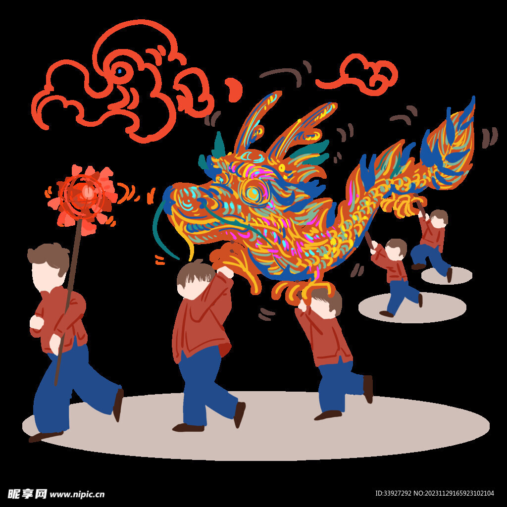 舞獅插畫