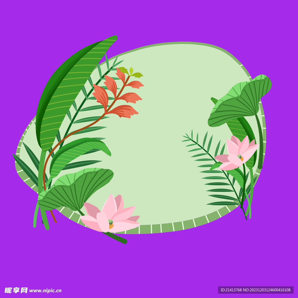 手繪綠植綠葉