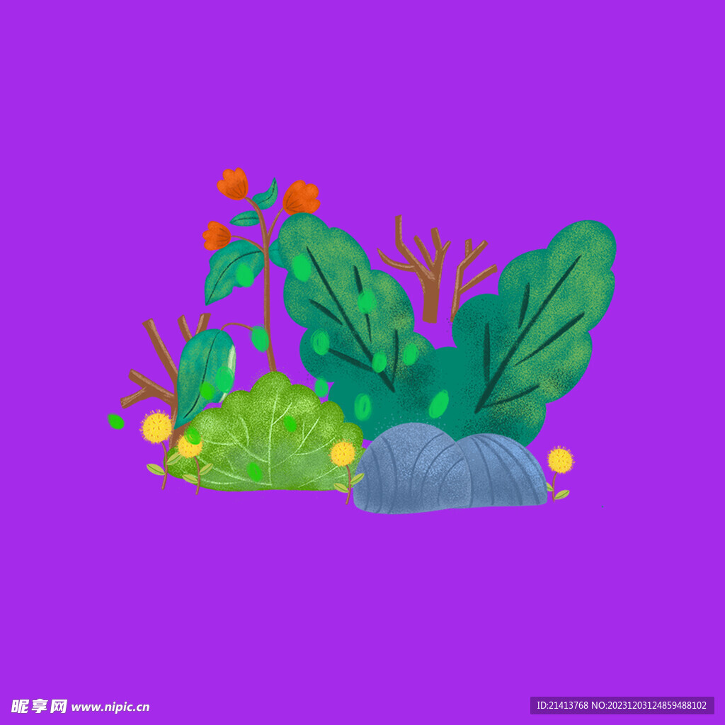 手繪綠植綠葉