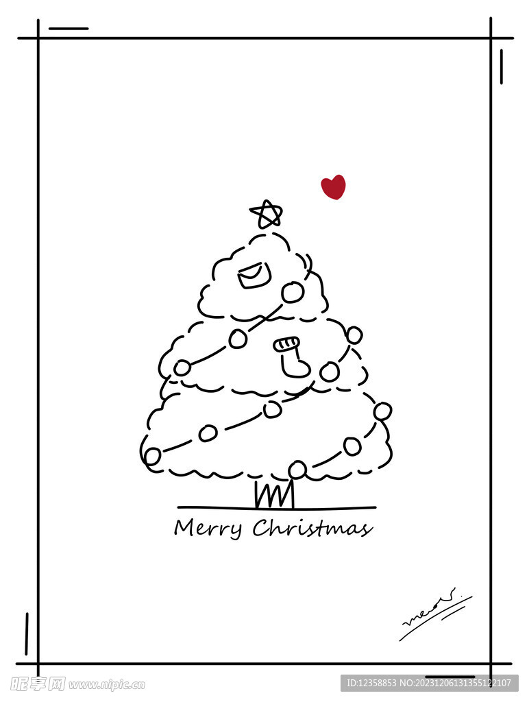 簡筆線描圣誕樹
