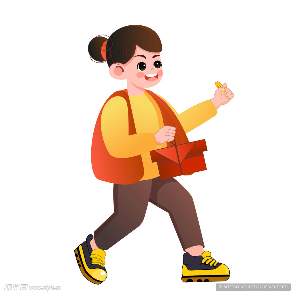 卡通女孩拜年