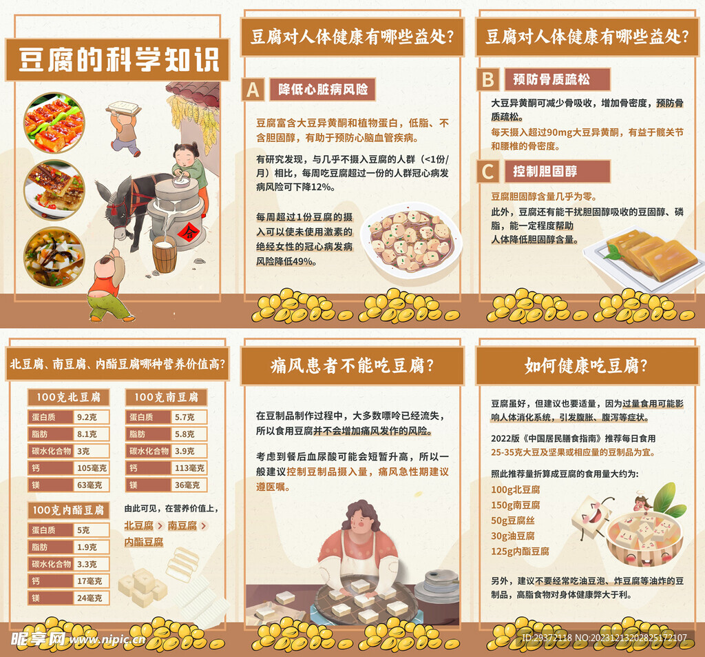豆腐的营养价值相关知识海报