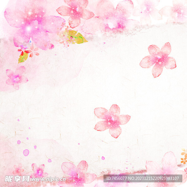 水彩粉色花卉挂画装饰画