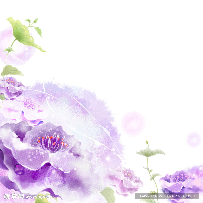 紫色水彩花卉挂画装饰画