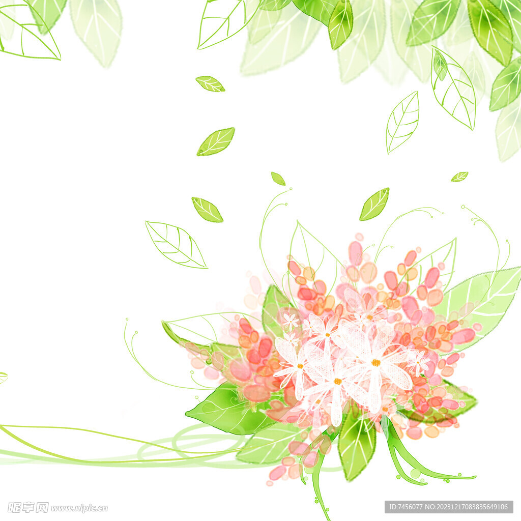 水彩花卉花朵绿叶挂画装饰画