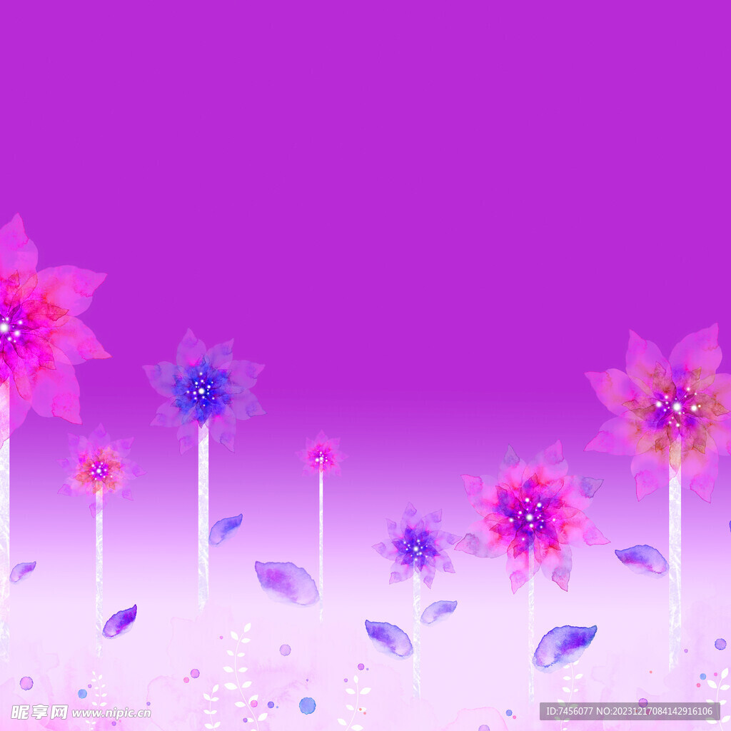 紫色花卉唯美挂画装饰画