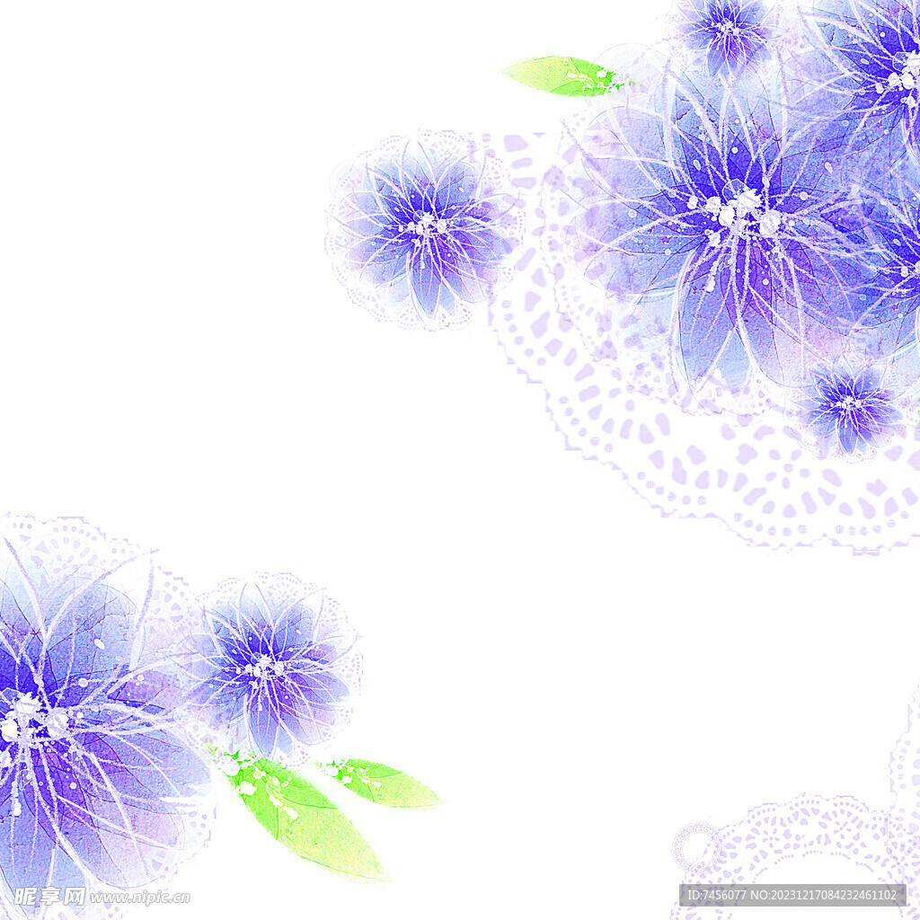 蓝紫色花卉唯美挂画装饰画