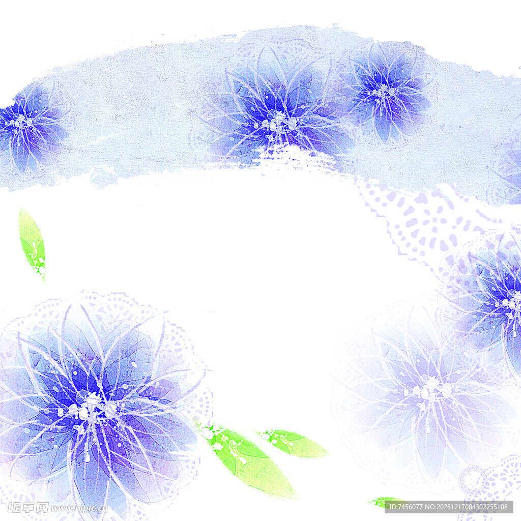 蓝紫色花卉梦幻挂画装饰画