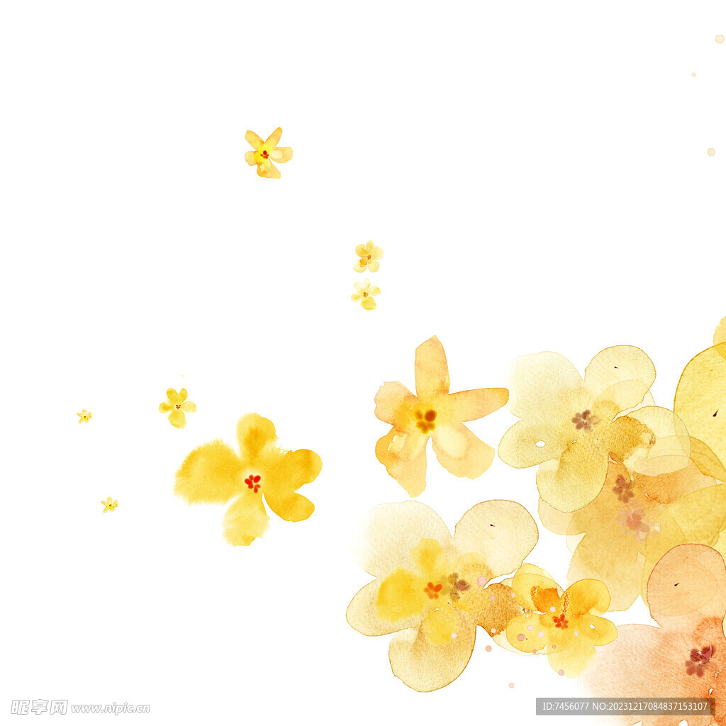 水墨黄色花卉挂画装饰画