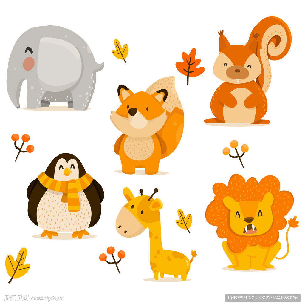 卡通動物矢量插畫