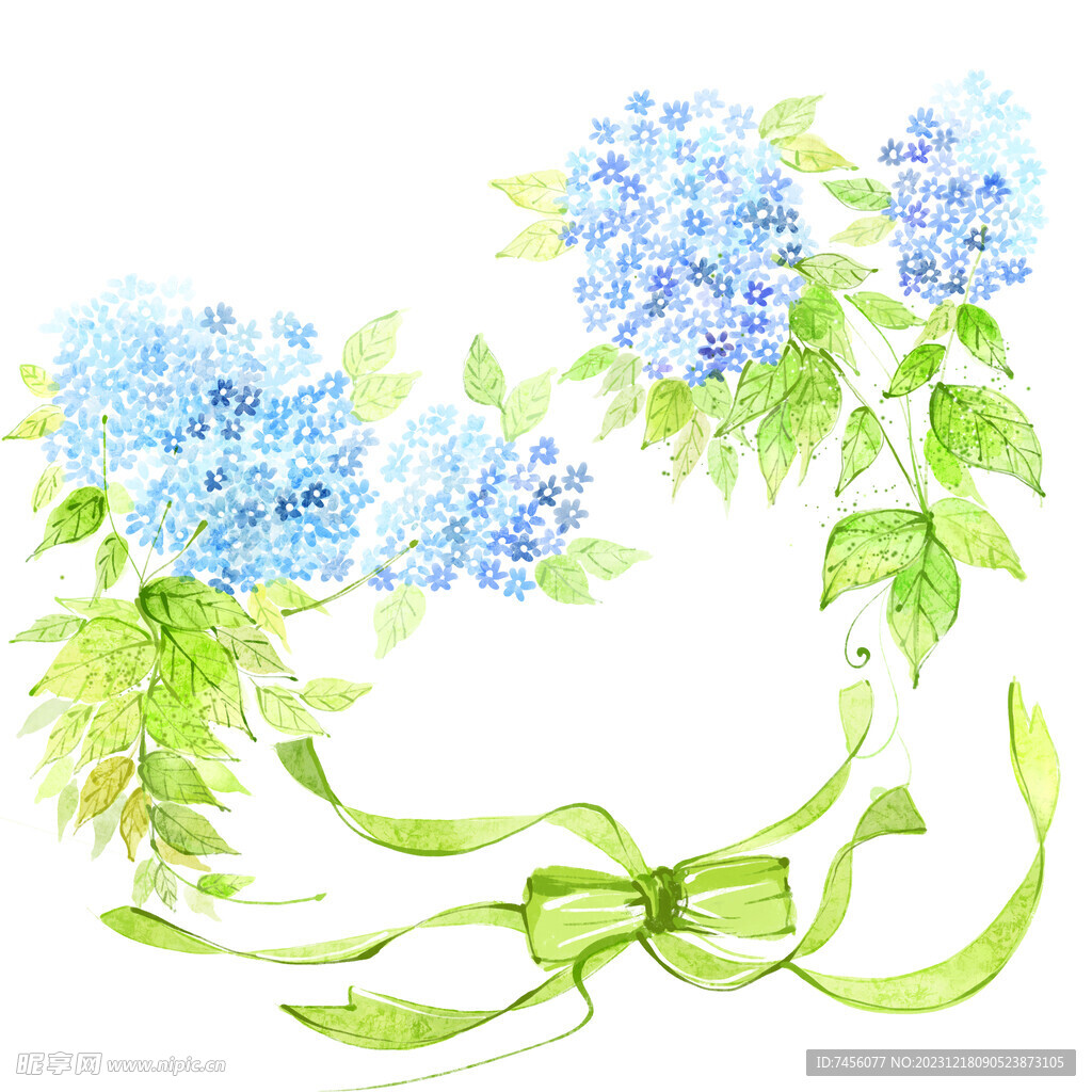 水彩蓝色花卉挂画装饰画