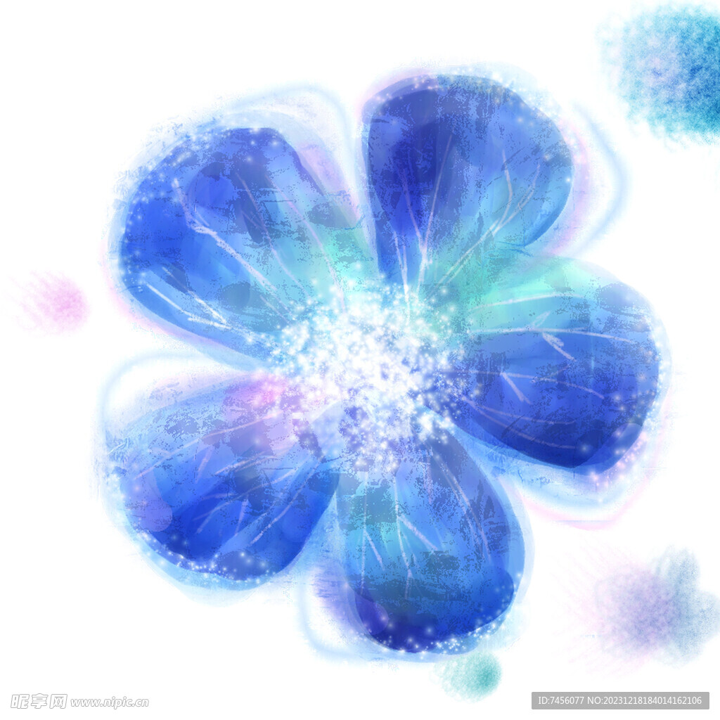 水彩蓝色花朵挂画装饰画