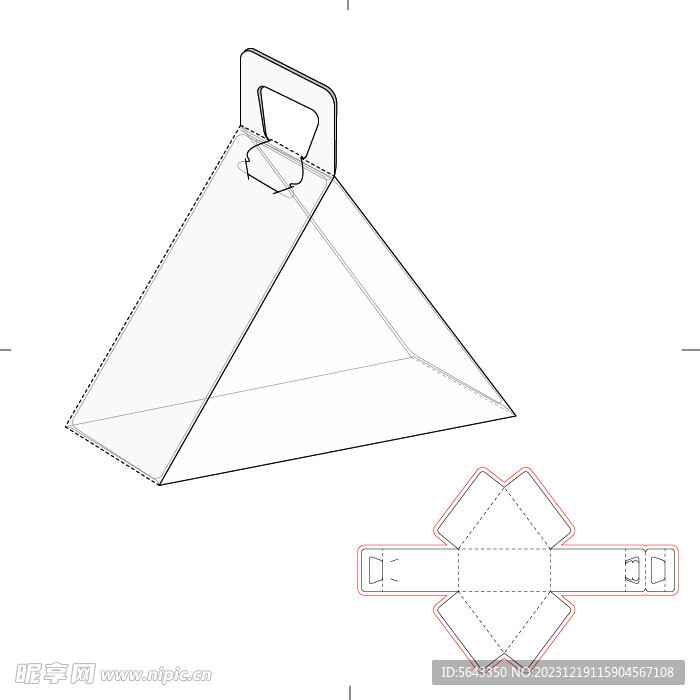 刀版线 三角包装 盒子设计