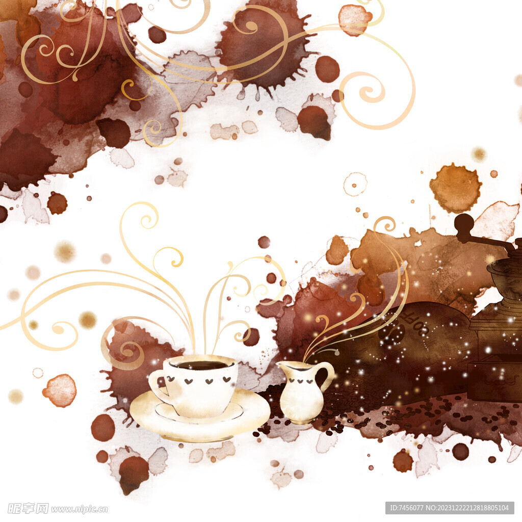 抽象水墨花卉咖啡挂画装饰画