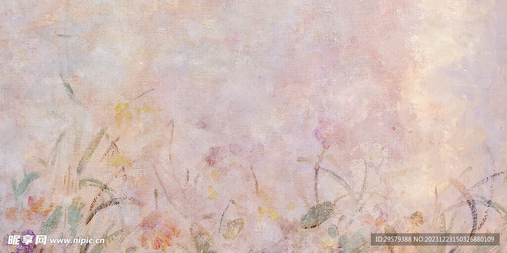 豆沙粉色花卉油画背景