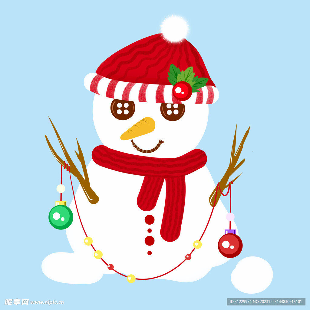 圣誕帽雪人 